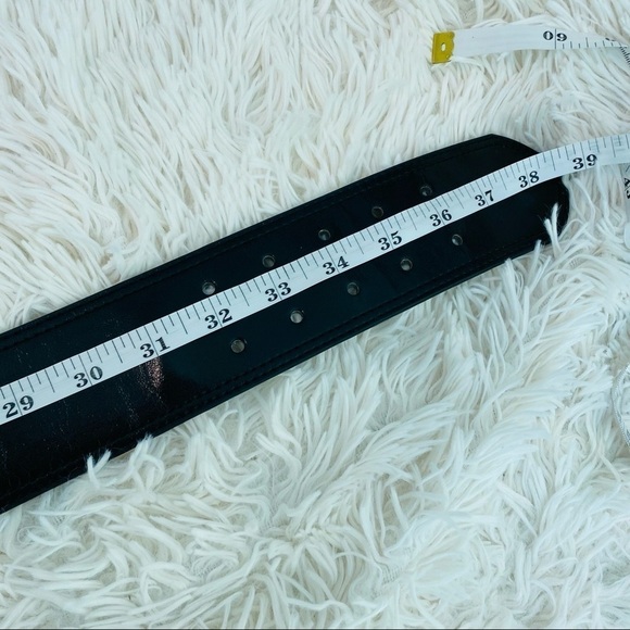 Black 2.25” Wide Belt Gold buckle 32” up to 36” - Picture 4 of 9